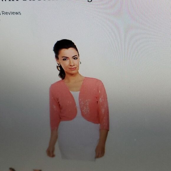 JOAN RIVERS SEQUINNSWIRL STRETCH SHRUG M - Picture 1 of 5